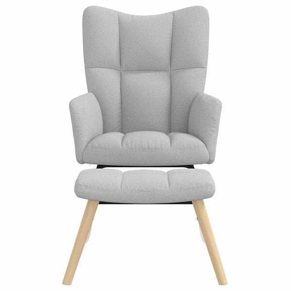 vidaXL Schommelstoel met voetenbank stof wolk grijs