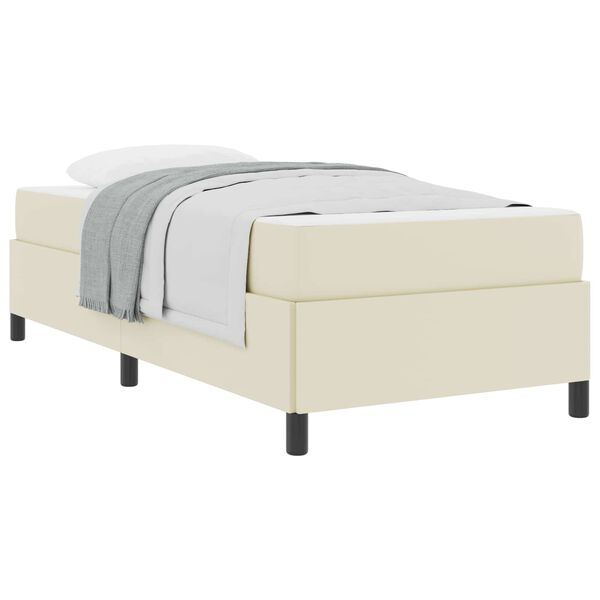 vidaXL Bedframe met matras met matras Cr&egrave;me 100 x 200 cm Kunstleer