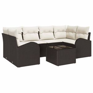 vidaXL Tuin Sofa Set 7 st 6-Aantal zitplaatsen Bruin en Cr&egrave;me