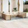vidaXL 9-delige Loungeset met kussens poly rattan beige
