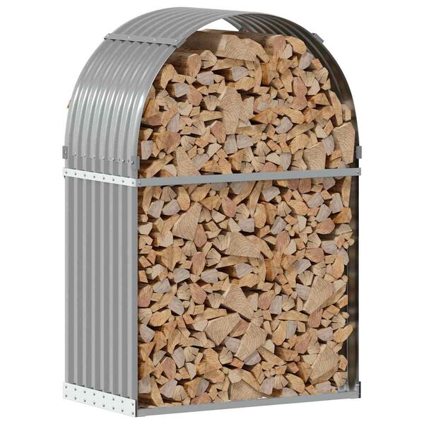 vidaXL Haardhoutopslag 80x45x120 cm gegalvaniseerd staal lichtgrijs