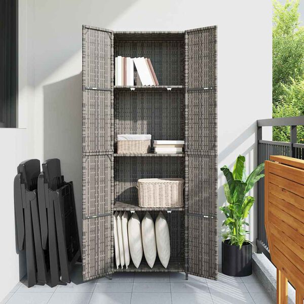 vidaXL Tuinkast 59x40x180 cm poly rattan grijs