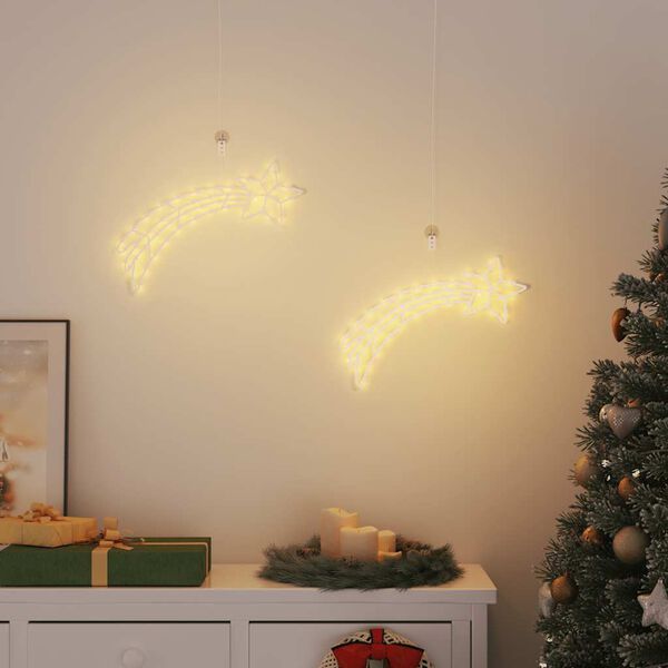 vidaXL Kerstverlichting vallende ster silhouet 2 st 50 LED's warm wit