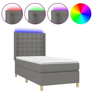 vidaXL Boxspring met matras en LED stof donkergrijs 80x200 cm