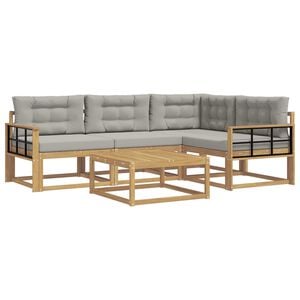 vidaXL Buiten bankenset 5 pcs Wit en Lichtgrijs 79 x 79 x 37 cm