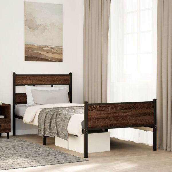 vidaXL Bedframe zonder matras bewerkt hout bruin eikenkleur 90x190 cm