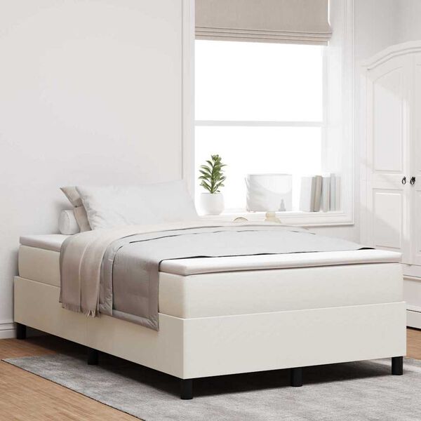 vidaXL Boxspringbed Cr&egrave;me en Wit 120 x 190 cm Katoen Stof