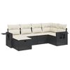 vidaXL 6-delige Loungeset met kussens poly rattan zwart