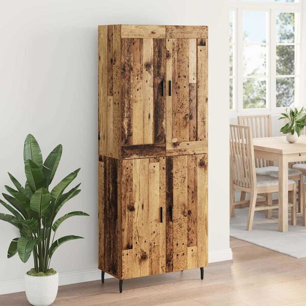 vidaXL Hoge kast 2 pcs Oudhout Bewerkt hout