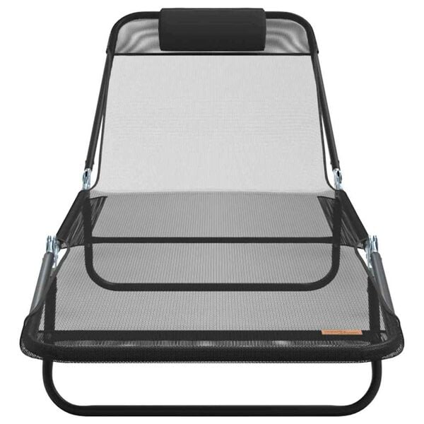 vidaXL Opvouwbare zonnebed Zwart 182 x 55 x 85.5 cm Textileen