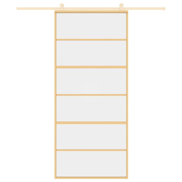 vidaXL Schuifdeur 90x205 cm helder ESG-glas en aluminium goudkleurig