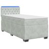 vidaXL Boxspring Bed met Matras en LED Lichtgrijs Enkel fluweel