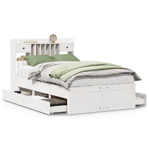vidaXL Bed met boekenkast zonder matras grenenhout wit 135x190 cm