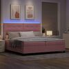 vidaXL LED Box Spring Bed met matras Roze 200 x 200 cm Stof