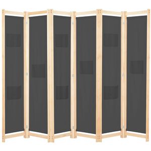 vidaXL Kamerscherm met 6 panelen 240x170x4 cm stof grijs
