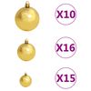 vidaXL Kunstkerstboom met verlichting en kerstballen 210 cm PET goud