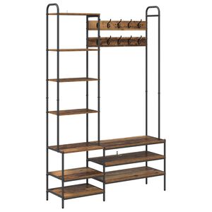 vidaXL Kapstok met schoenenbank Oud hout 120,5 x 34 x 190 cm