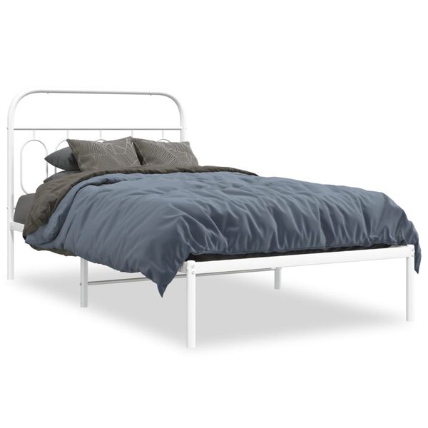 vidaXL Bedframe met hoofdbord metaal wit 100x200 cm