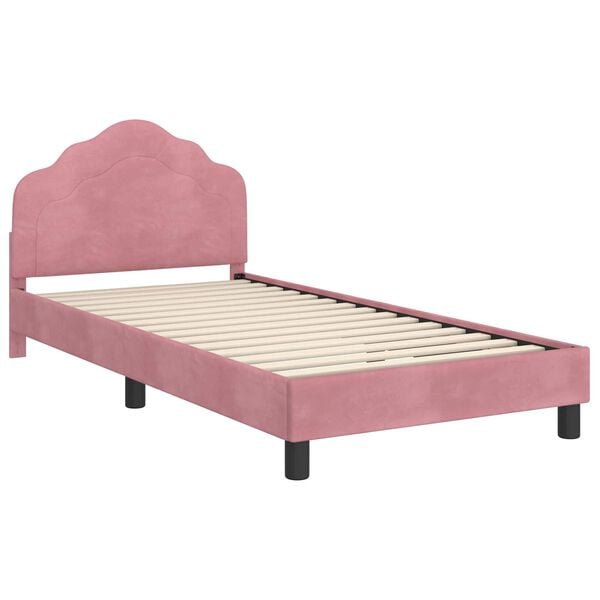 vidaXL Bedframe voor kinderen met hoofdbord Roze 90 x 200 cm Fluweel
