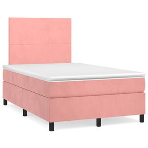 vidaXL Boxspring met matras fluweel roze 120x200 cm