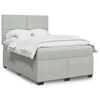 vidaXL Boxspring met matras fluweel lichtgrijs 160x200 cm
