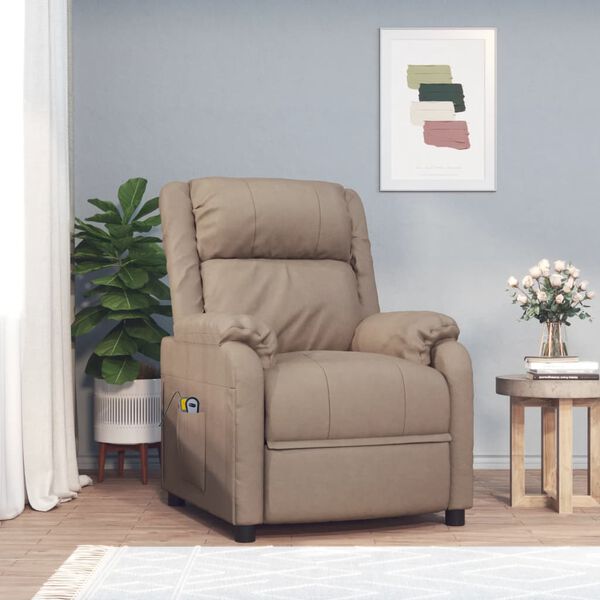 vidaXL Sta-op-massagestoel kunstleer cappuccinokleurig