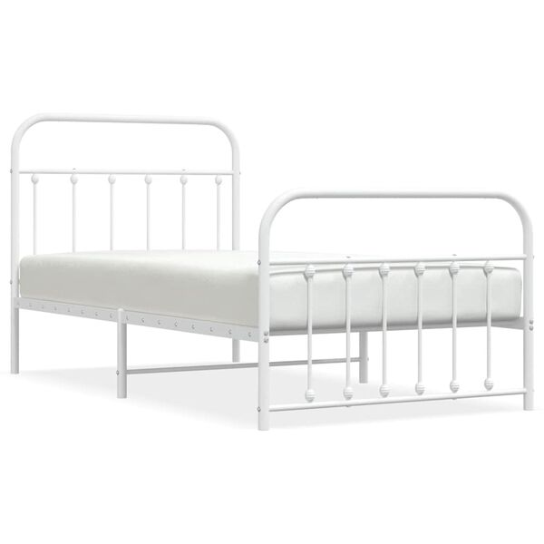 vidaXL Bedframe met hoofd- en voeteneinde metaal wit 100x190 cm