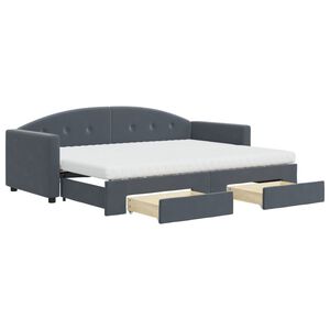 vidaXL Slaapbank onderschuifbed en lades 80x200 cm fluweel donkergrijs