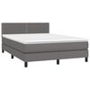 vidaXL Boxspring met matras kunstleer grijs 140x190 cm