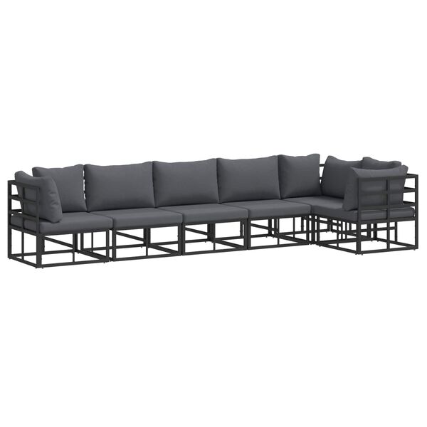 vidaXL Tuin Sofa Set met kussen 6 pcs Zwart Aluminium