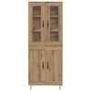 vidaXL Hoge kast Artisan Eiken 69,5 x 34 x 90 cm Bewerkt hout
