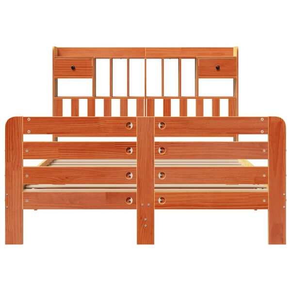 vidaXL Bed met boekenkast zonder matras grenenhout wasbruin 140x190 cm