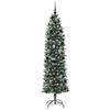 vidaXL Kunstmatige slanke kerstboom met 300 LED Groen en Wit 240 cm
