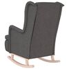 vidaXL Fauteuil met massief rubberwood schommelpoten stof donkergrijs