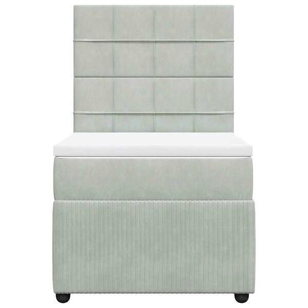 vidaXL Boxspring met matras fluweel lichtgrijs 80x200 cm
