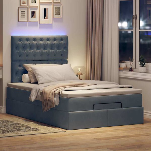 vidaXL Ottoman bed met matrassen en LED's 120x200cm fluweel
