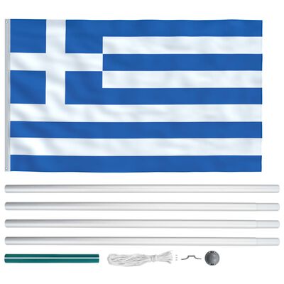 vidaXL Vlag met vlaggenmast Griekenland 6,2 m aluminium