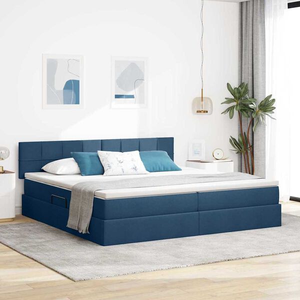 vidaXL Opbergbed met matras met matras Blauw 200 x 200 cm Bewerkt hout