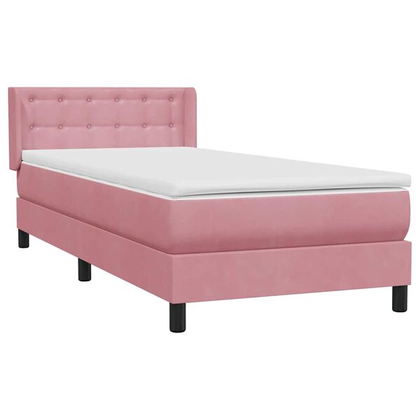 vidaXL Boxspring met matras fluweel roze 80x220 cm