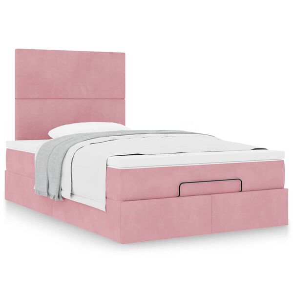 vidaXL Ottoman bed met matrassen 120x190cm fluweel roze