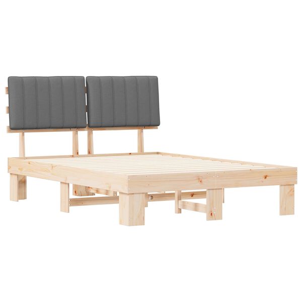 vidaXL Bedframe met Gevoerd Hoofdgedeelte Lichtgrijs 140 x 200 cm