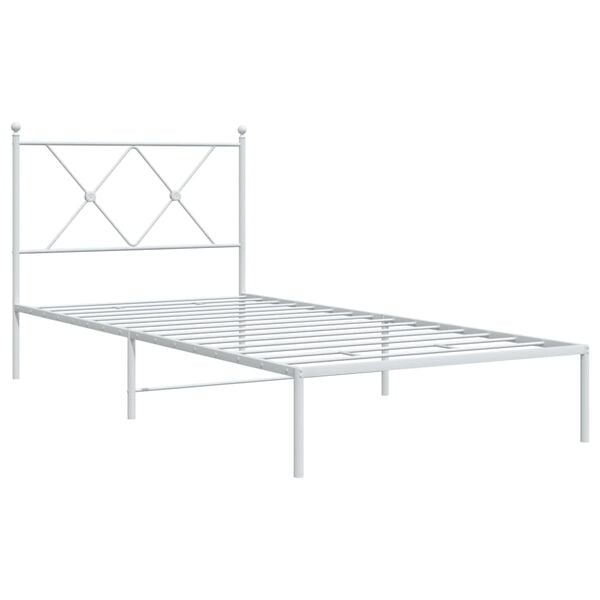 vidaXL Bedframe met hoofdbord metaal wit 90x200 cm