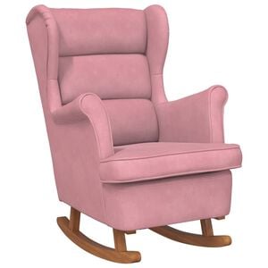 vidaXL Schommelstoel met oorleuning roze fluweel massief hout