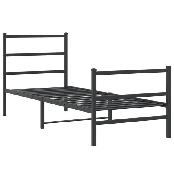 vidaXL Bedframe met hoofd- en voeteneinde metaal zwart 80x200 cm