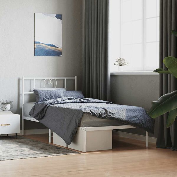 vidaXL Bedframe met hoofdbord metaal wit 107x203 cm