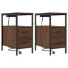 vidaXL Nachtkastje 2 pcs Bruin Eiken 30 x 48 x 61 cm Bewerkt hout