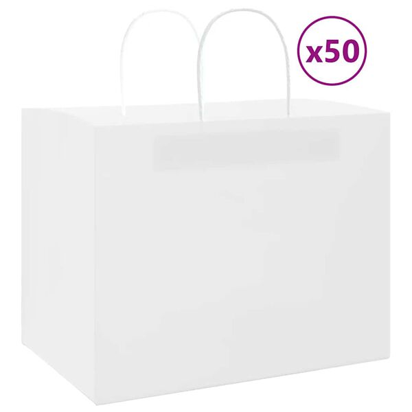 vidaXL Papieren zakken 50 st met hengsels 32x22x24 cm wit