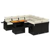 vidaXL 9-delige Loungeset met kussens poly rattan zwart