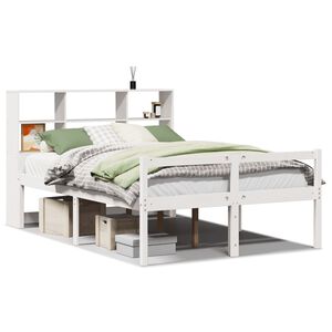 vidaXL Bed met boekenkast zonder matras grenenhout wit 140x200 cm