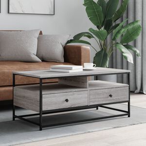 vidaXL Salontafel 100x51x45 cm bewerkt hout grijs sonoma